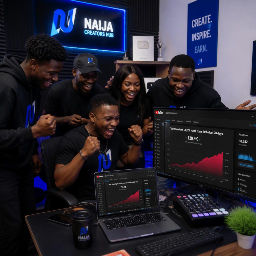 Nigerian creators celebrating increased watch hours