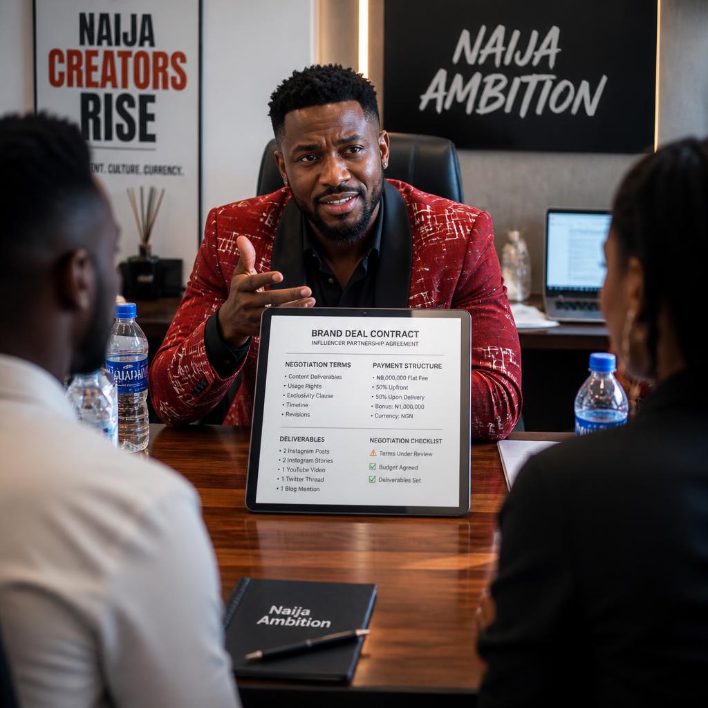 Nigerian influencer negotiating with local brand
