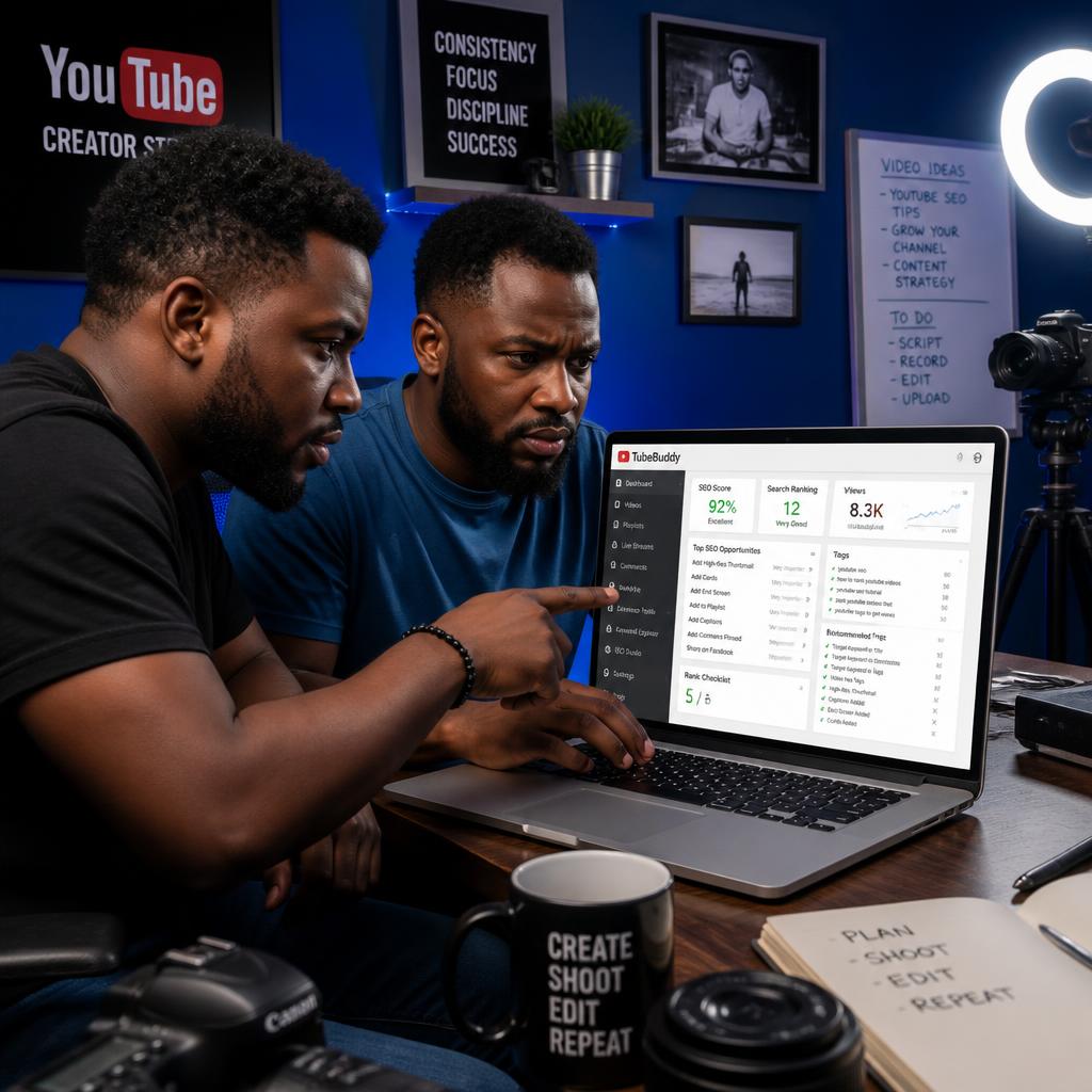 YouTube analytics dashboard with SEO tools