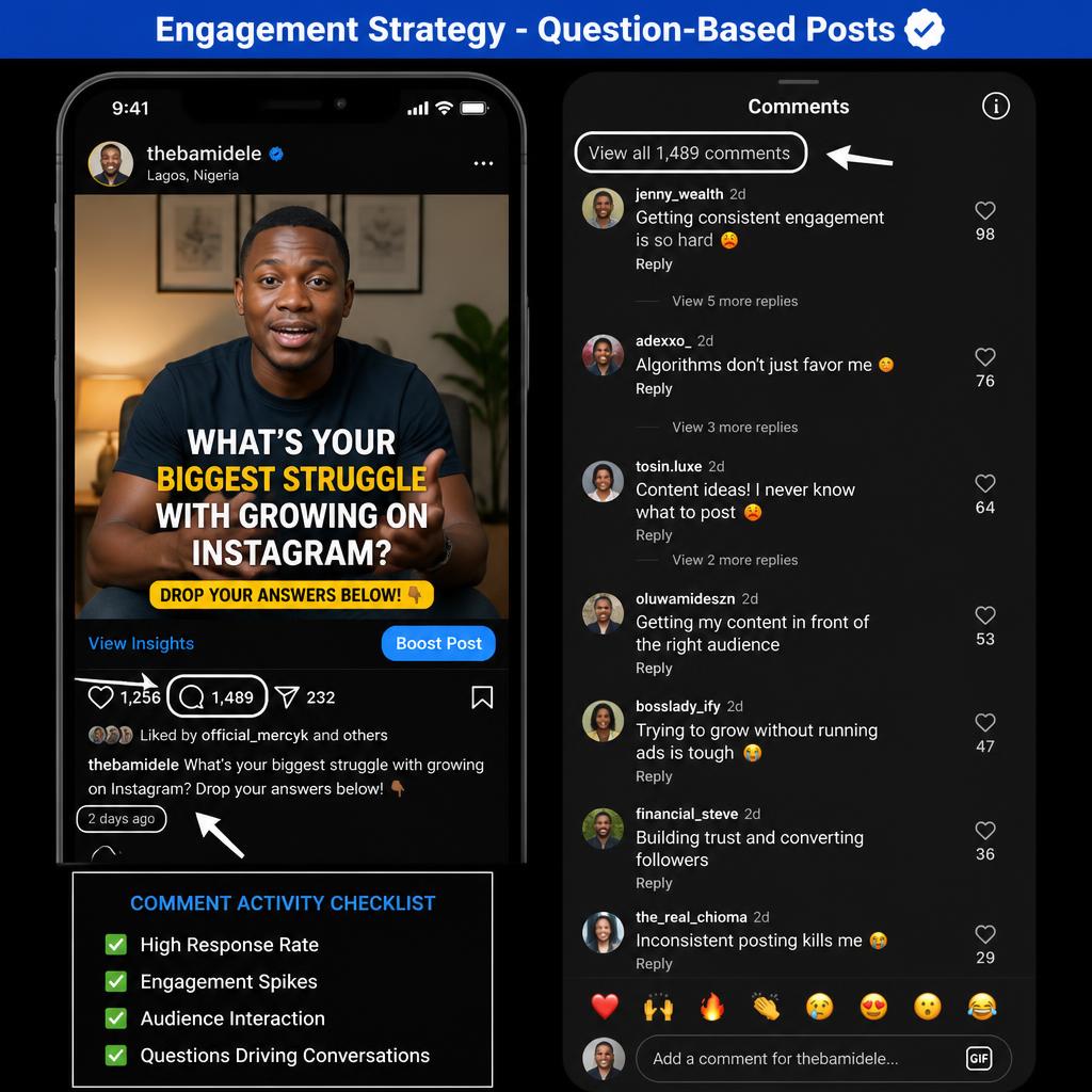 Screenshot of Instagram Q&A Nigeria