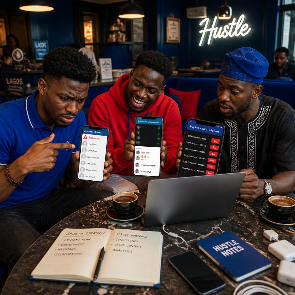 Naija youth scrolling Instagram feed