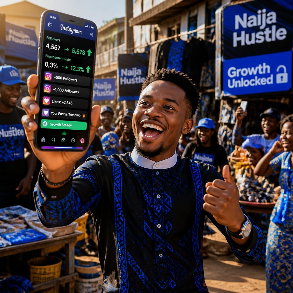 Happy Naija entrepreneur at Lagos market space