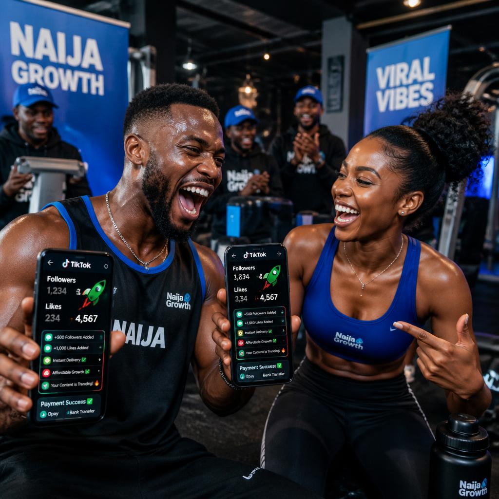 Nigerian creator smiling at phone