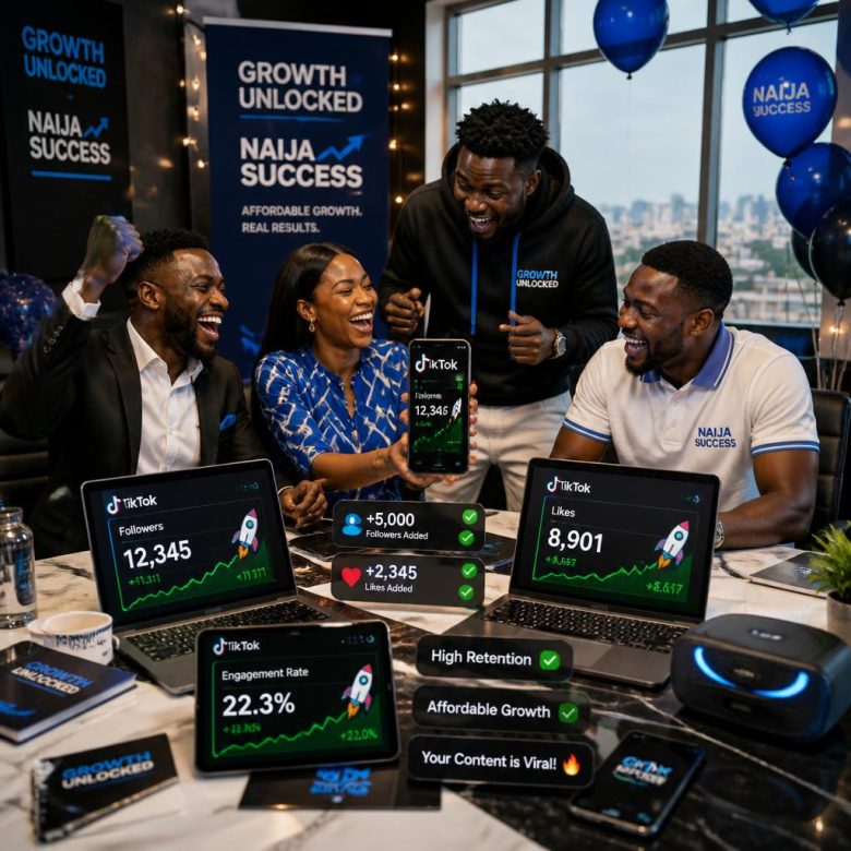 Nigerian team celebrating TikTok growth