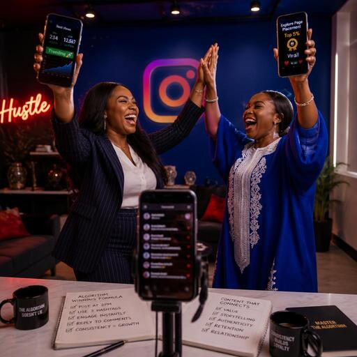 Everyday Naija people celebrating growth, mastering how Instagram algorithm works in 2026 to finally achieve visibility and success.