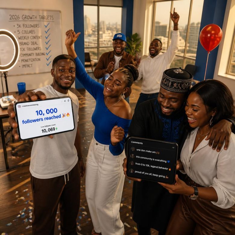 Nigerian creators celebrating Instagram growth