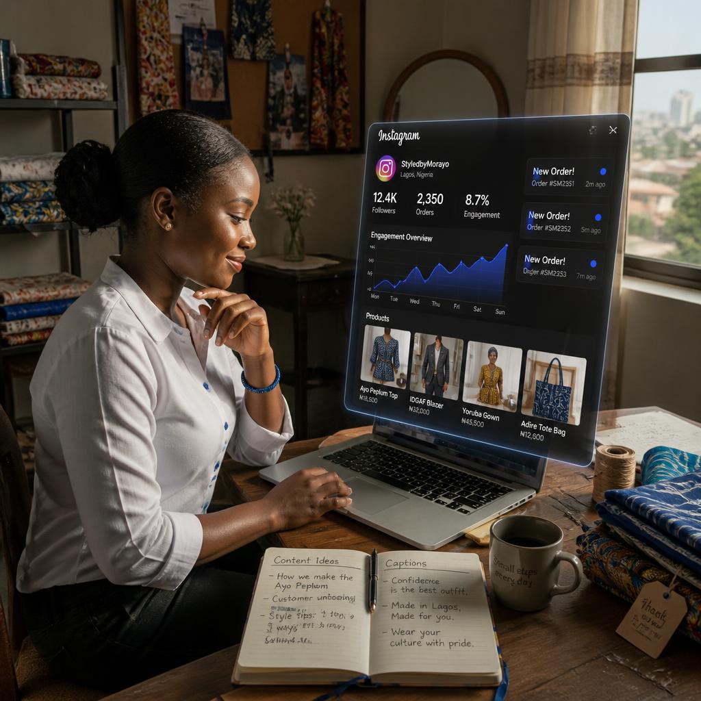 Small business owner using Instagram