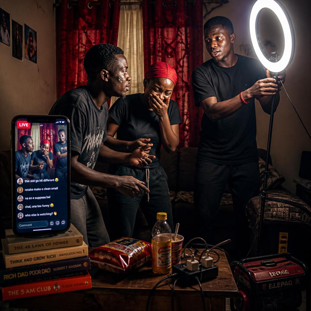 Friends recording TikTok skit together