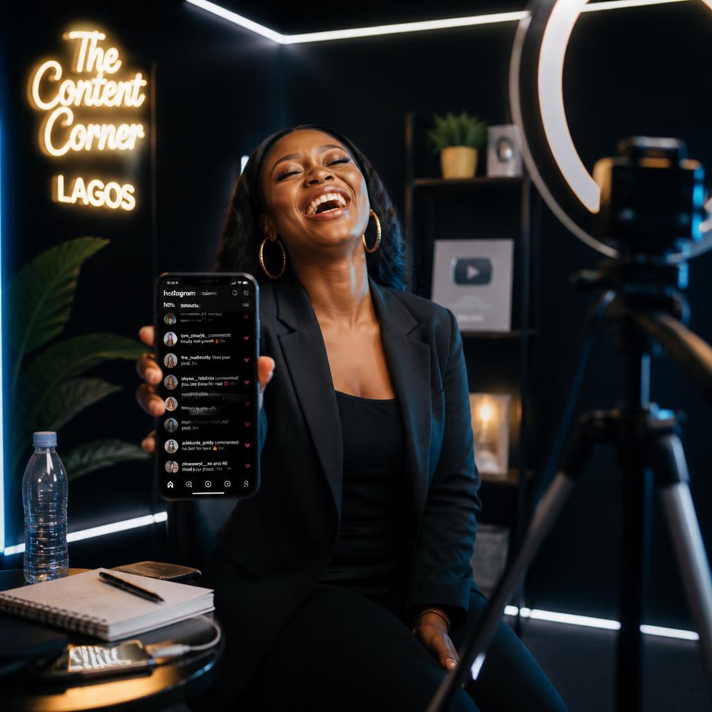 Influencer smiling after gaining real Instagram followers
