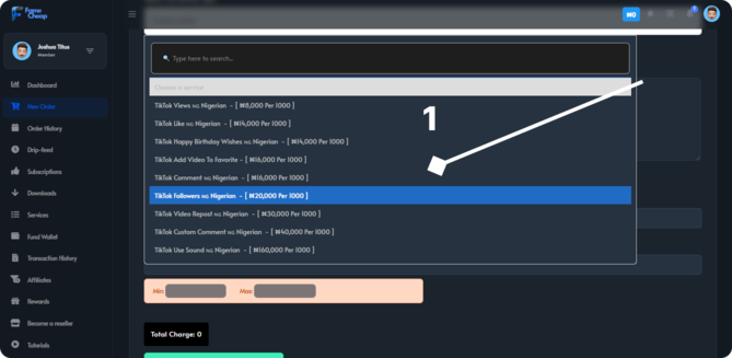 Screenshot of Famecheap packages.