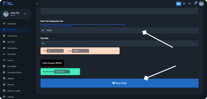 Secure Famecheap order screenshot