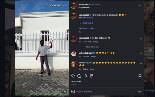 Nigerian creator posting content.