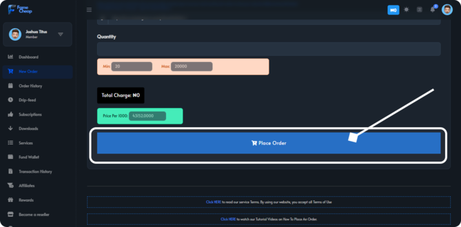 Secure order completion screenshot