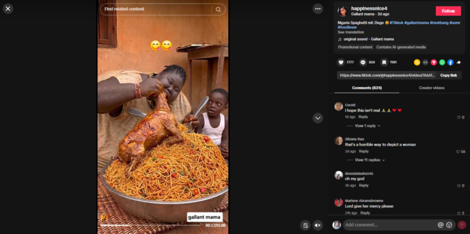 Screenshot of TikTok video with CTA