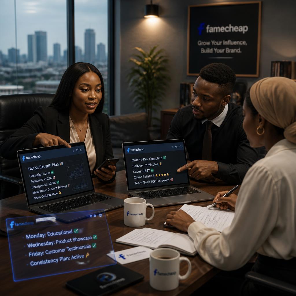 Nigerian business team using Famecheap for TikTok growth