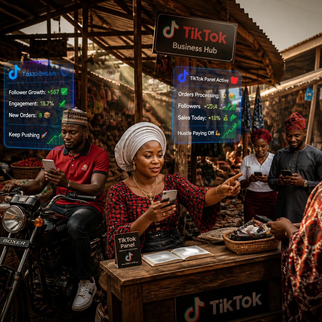 Nigerian small business owners using TikTok panels in market