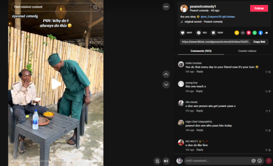 Nigerian creator celebrating TikTok growth chart.
