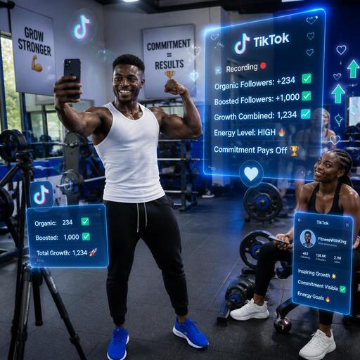 Video clip screenshot of Nigerian creator at gym.
