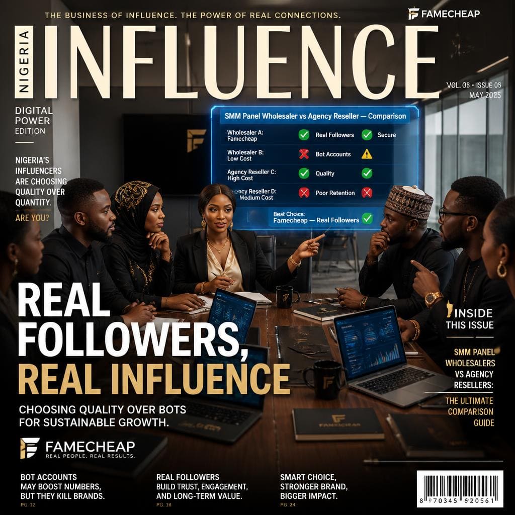Nigerian influencers comparing LinkedIn follower sites and reseller agencies
