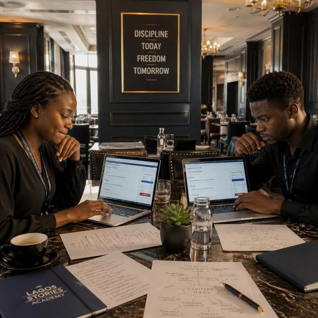 Nigerian graduate writing LinkedIn post ideas for organic likes