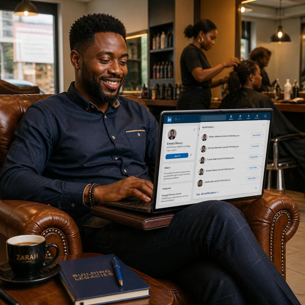 Nigerian entrepreneur using Famecheap for instant LinkedIn follower delivery