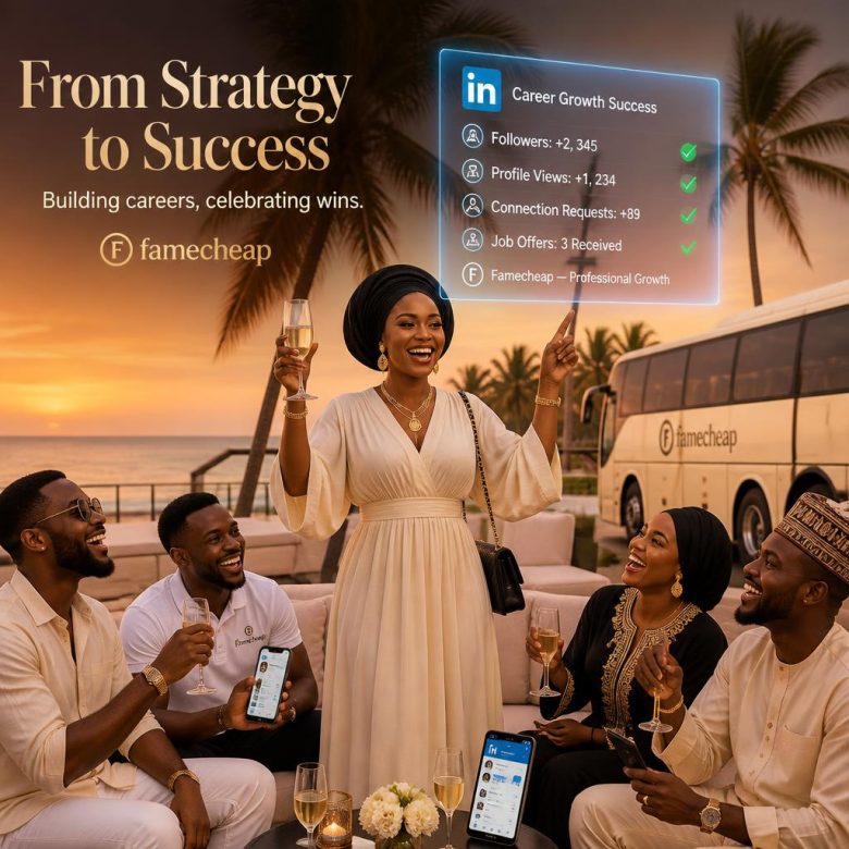 Nigerian professionals celebrating LinkedIn career growth success