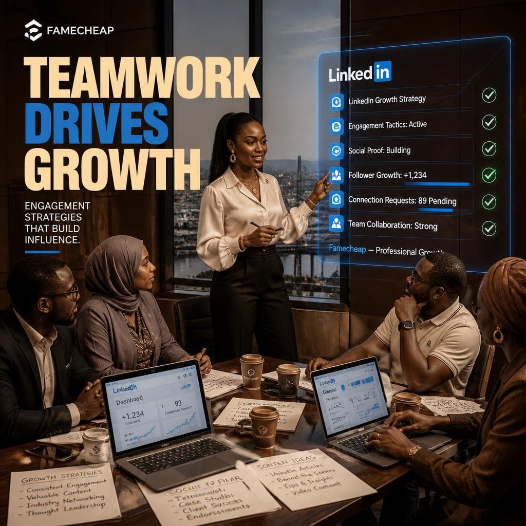 Nigerian professionals collaborating and engaging to boost LinkedIn followers