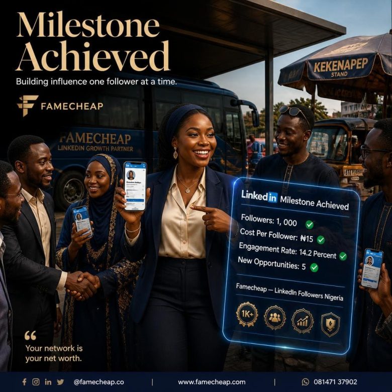 Nigerian professionals celebrating LinkedIn followers milestone