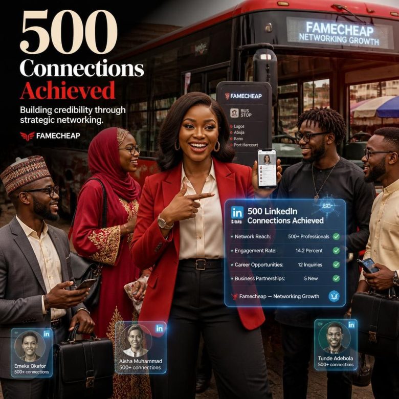 Nigerian professionals celebrating LinkedIn 500 connections milestone