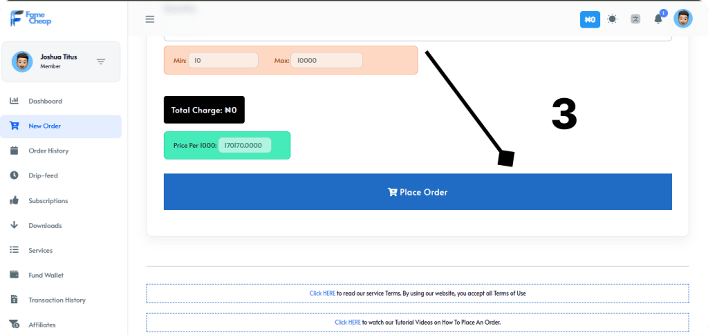 Line chart showing follower increase post-order