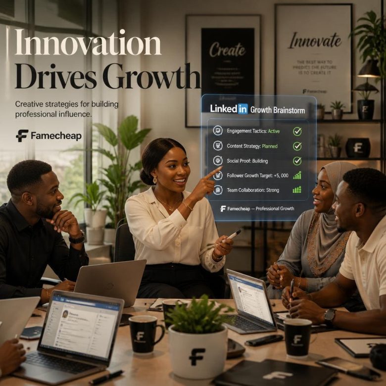 Nigerian creative team planning LinkedIn profile follower growth strategies