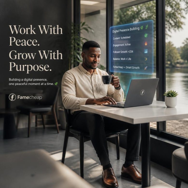 Nigerian professional working on laptop at riverside cafe